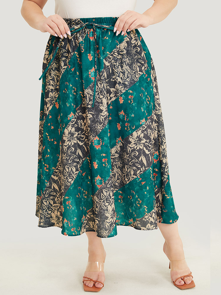 Plus Size Women Dailywear Contrast Pocket Elegant Skirts BloomChic 