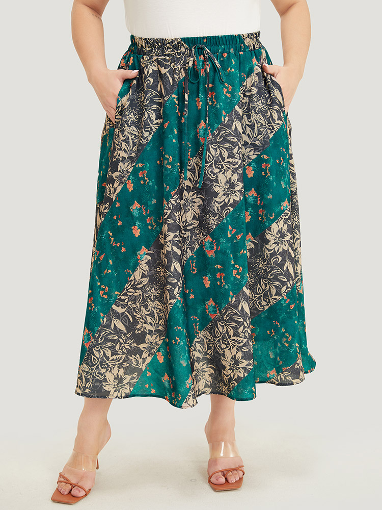 Plus Size Women Dailywear Contrast Pocket Elegant Skirts BloomChic 