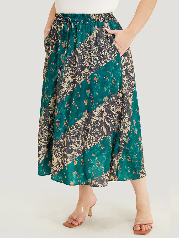 Plus Size Women Dailywear Contrast Pocket Elegant Skirts BloomChic 
