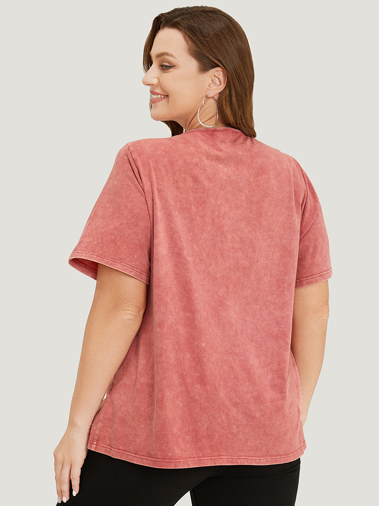Plus Size Women Dailywear Plain Cross straps Regular Sleeve Short sleeve Round Neck Casual T-shirts BloomChic 