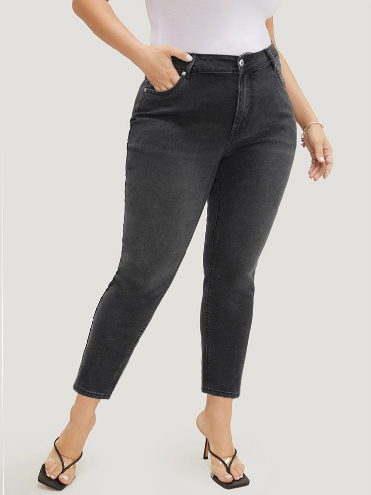 

Plus Size Skinny Very Stretchy High Rise Black Wash Jeans Women Black Casual Plain High stretch Pocket Jeans BloomChic