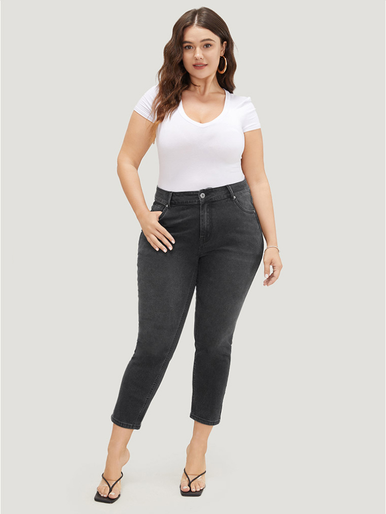 Plus Size Women Dailywear High stretch Skinny Black Wash Casual Jeans BloomChic 