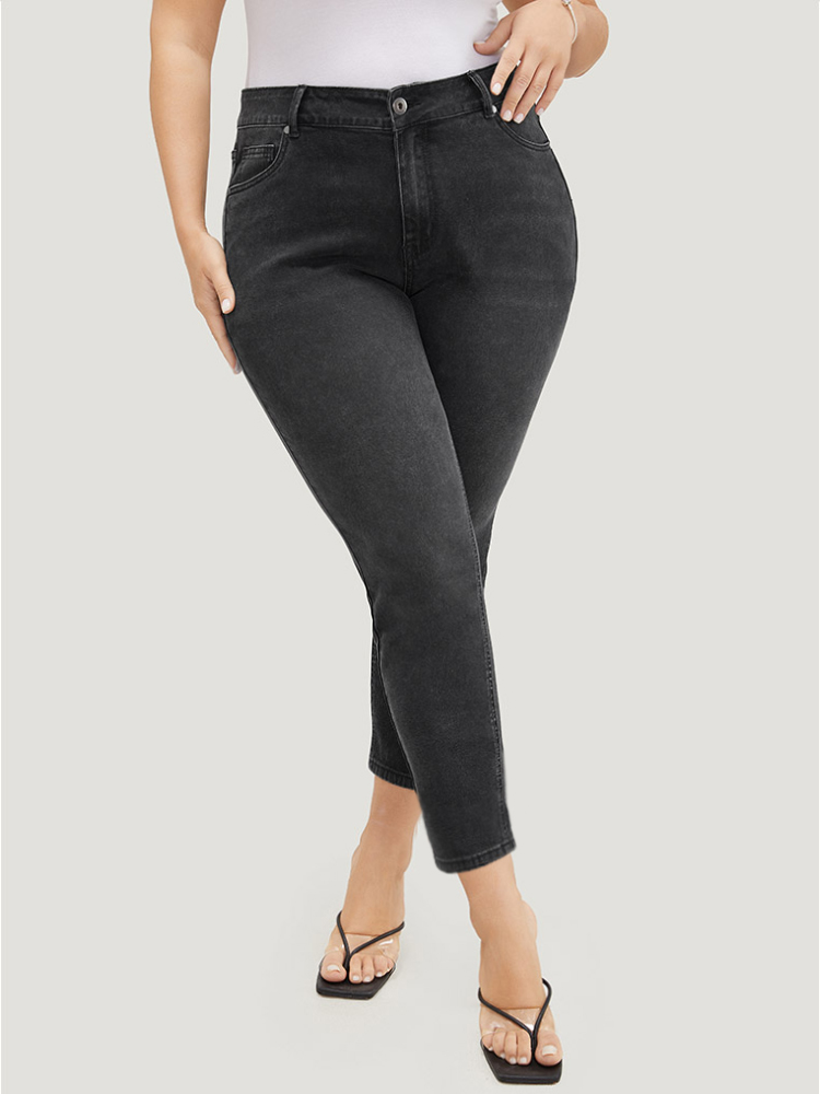 Plus Size Women Dailywear High stretch Skinny Black Wash Casual Jeans BloomChic 