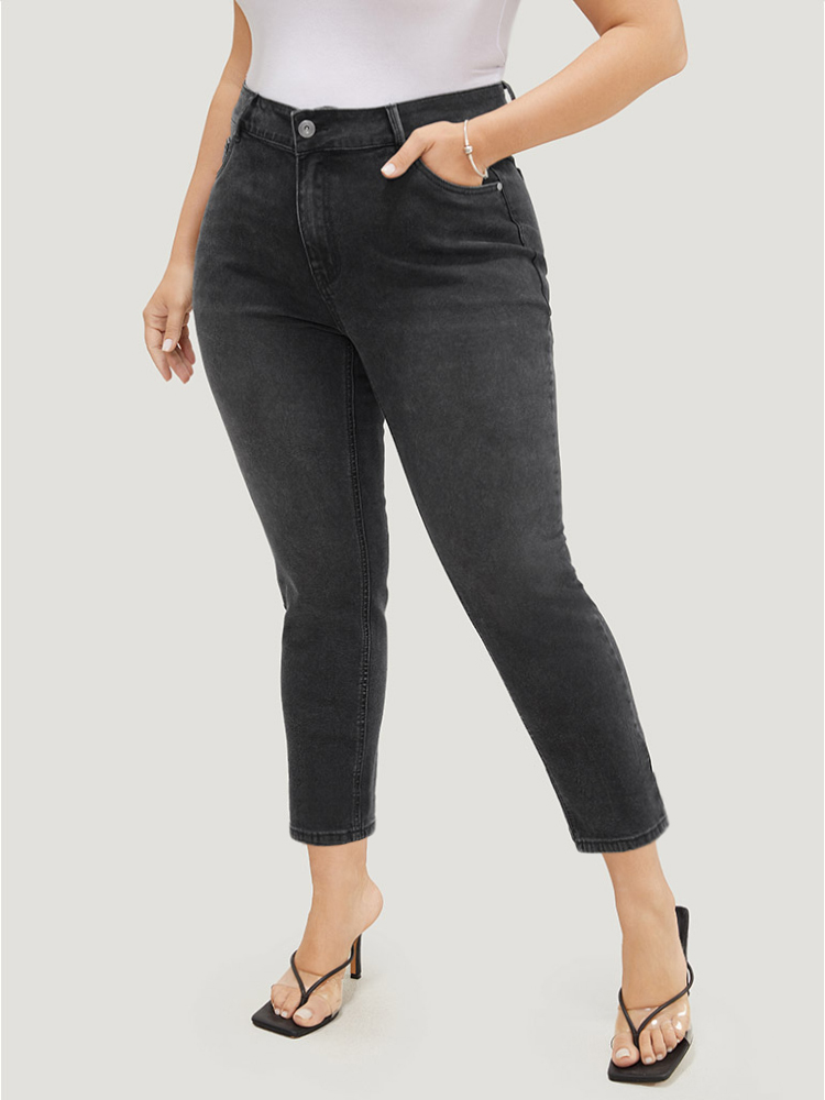 Plus Size Women Dailywear High stretch Skinny Black Wash Casual Jeans BloomChic 