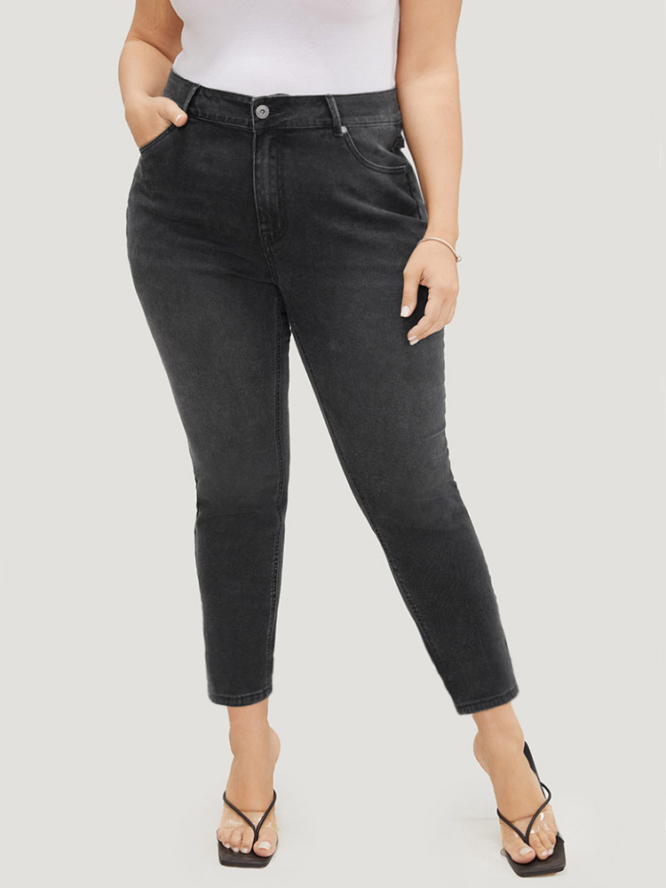 Plus Size Women Dailywear High stretch Skinny Black Wash Casual Jeans BloomChic 