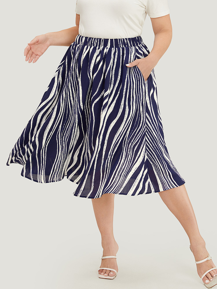 Plus Size Women Dailywear A-line Pocket Elegant Skirts BloomChic 