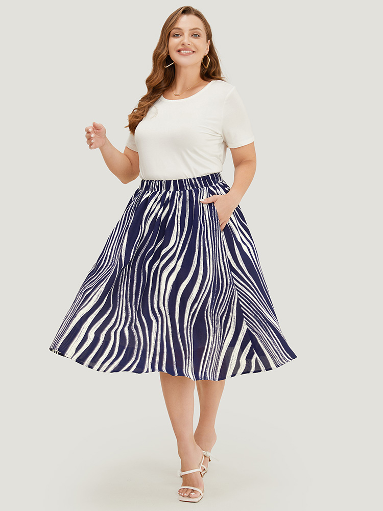 Plus Size Women Dailywear A-line Pocket Elegant Skirts BloomChic 
