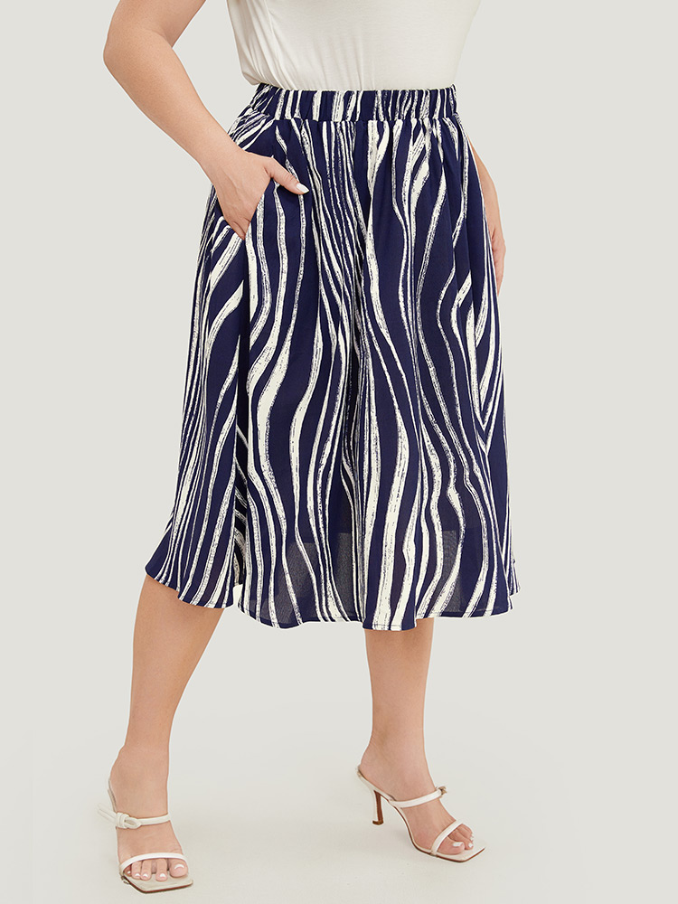 Plus Size Women Dailywear A-line Pocket Elegant Skirts BloomChic 