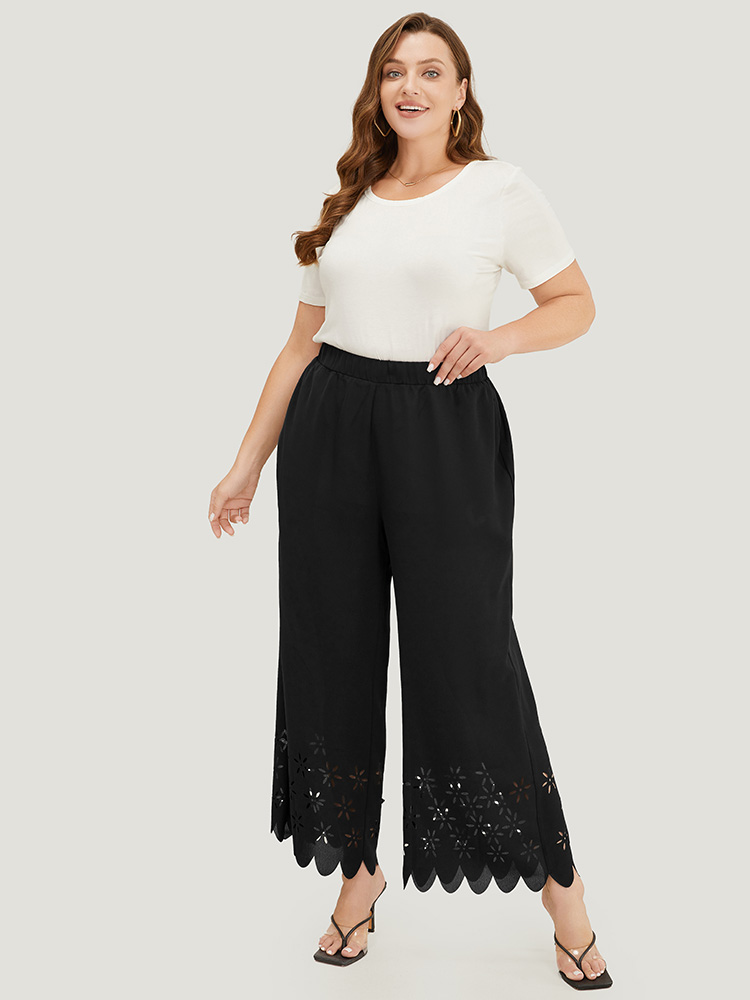 Plus Size Women Dailywear Plain Plain High Rise Pocket Elegant Pants BloomChic 
