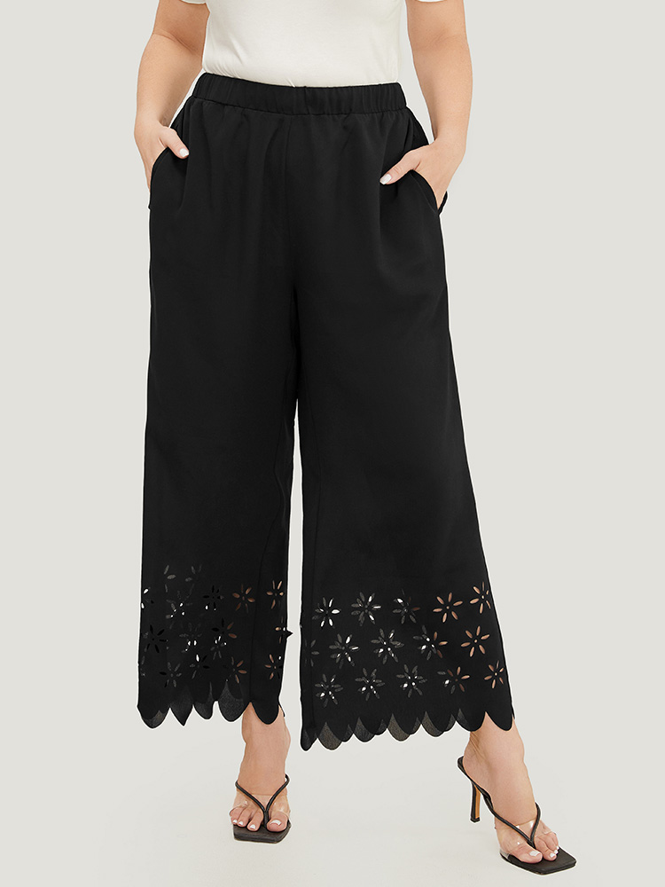 Plus Size Women Dailywear Plain Plain High Rise Pocket Elegant Pants BloomChic 