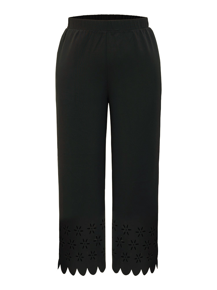 Plus Size Women Dailywear Plain Plain High Rise Pocket Elegant Pants BloomChic 