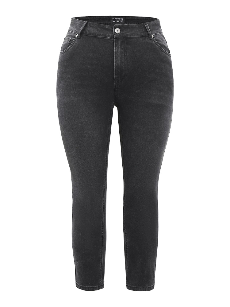 Plus Size Women Dailywear High stretch Skinny Black Wash Casual Jeans BloomChic 