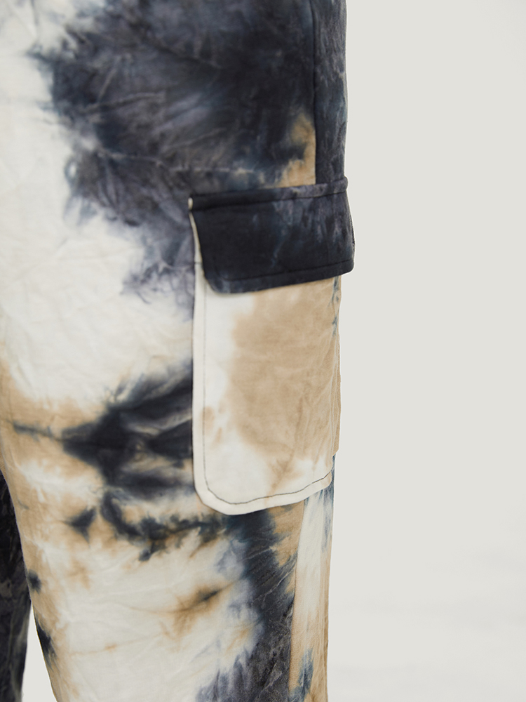 Plus Size Tie Dye Flap Pocket Drawstring Pants Women Multicolor Casual High Rise Dailywear Pants BloomChic 14-16/1X 