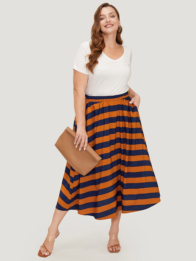 Plus Size Women Work Contrast Pocket Office Skirts BloomChic 