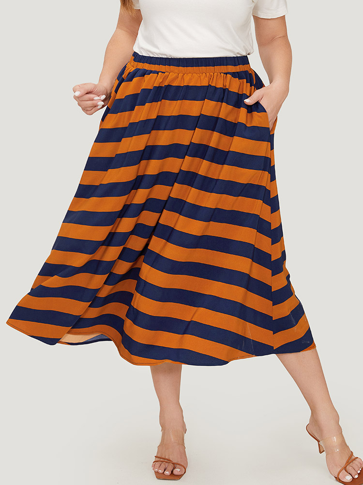 Plus Size Women Work Contrast Pocket Office Skirts BloomChic 