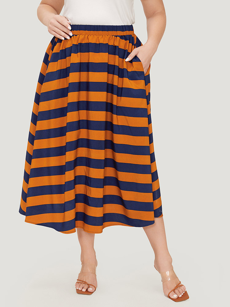 Plus Size Women Work Contrast Pocket Office Skirts BloomChic 