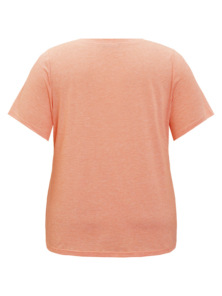 Plus Size Women Dailywear Tropical Regular Sleeve Short sleeve V-neck Casual T-shirts BloomChic 
