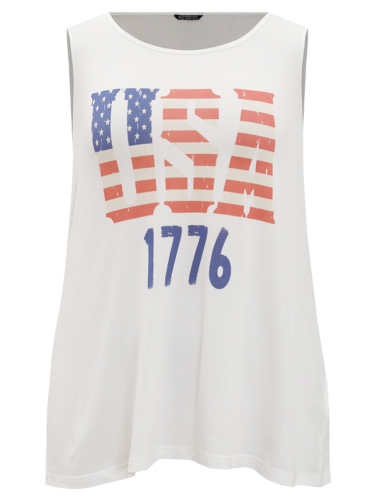Plus Size Women Dailywear Country Sleeveless Sleeveless Round Neck Casual Tank Tops Camis BloomChic 