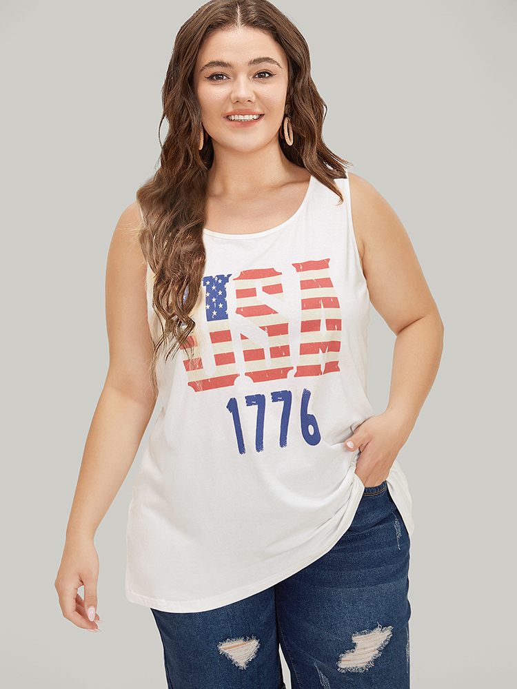 Plus Size Women Dailywear Country Sleeveless Sleeveless Round Neck Casual Tank Tops Camis BloomChic 