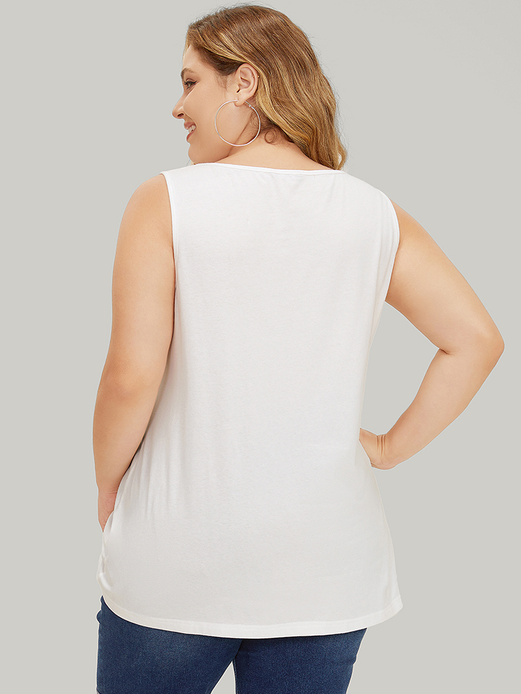 Plus Size Women Dailywear Country Sleeveless Sleeveless Round Neck Casual Tank Tops Camis BloomChic 
