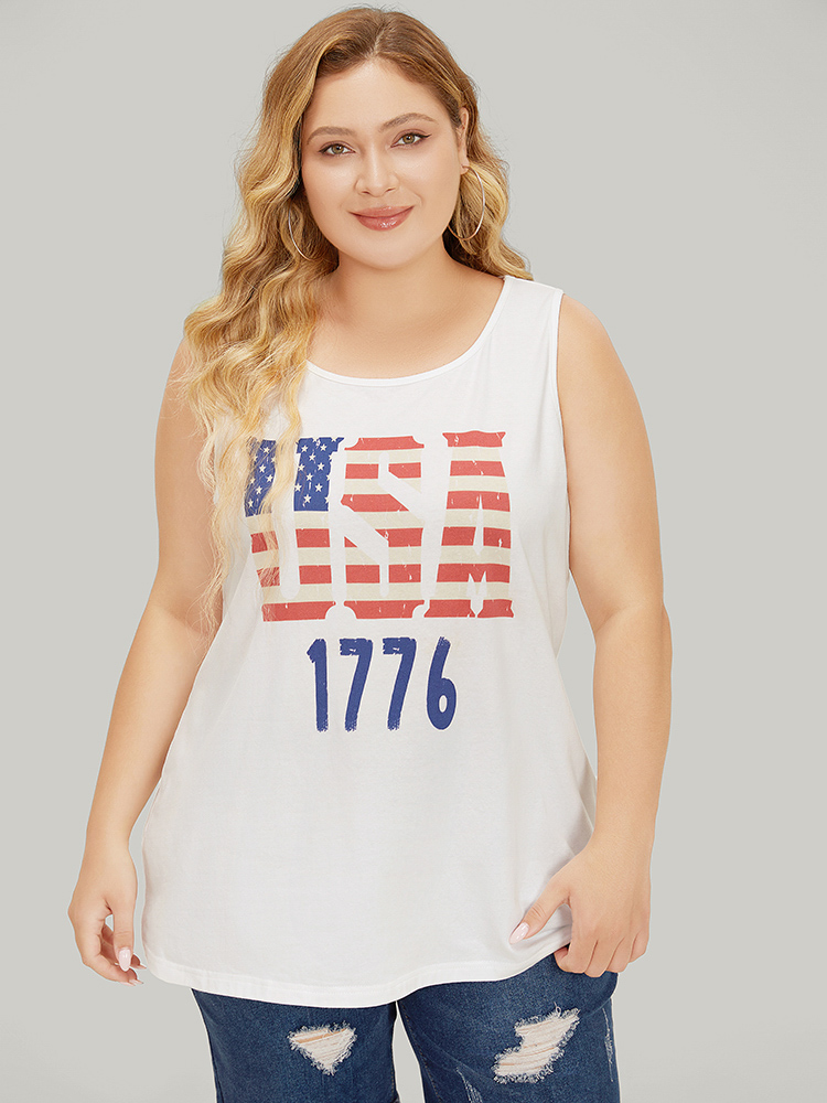 Plus Size Women Dailywear Country Sleeveless Sleeveless Round Neck Casual Tank Tops Camis BloomChic 