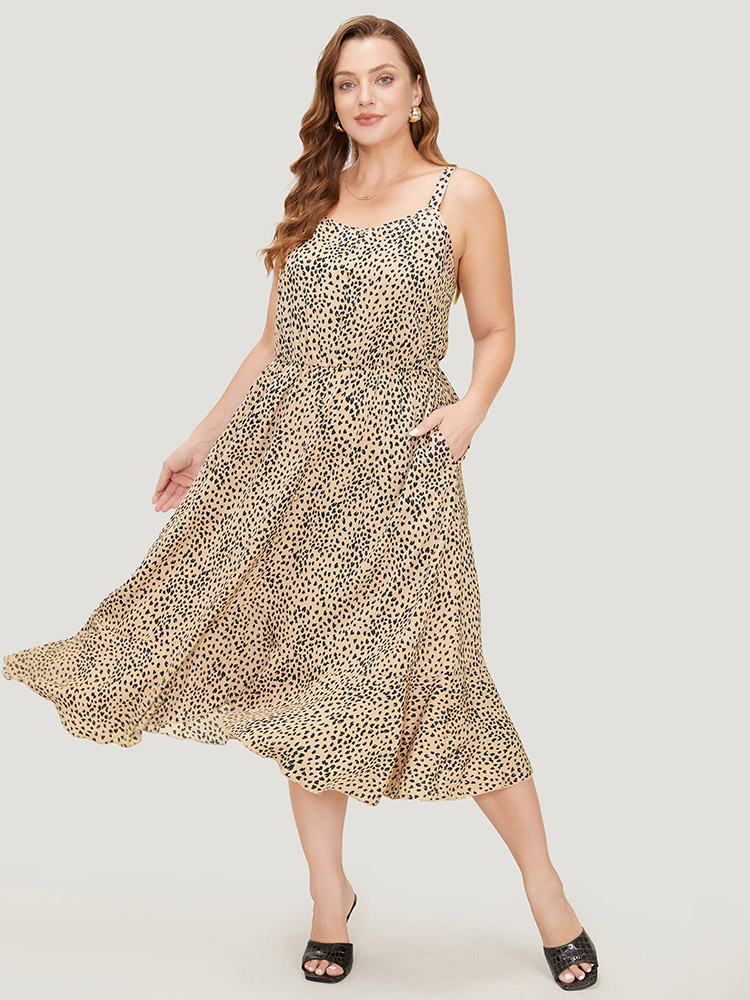Plus Size Women Dailywear Leopard Adjustable Straps Sleeveless Sleeveless V-neck Pocket Elegant Dresses BloomChic 