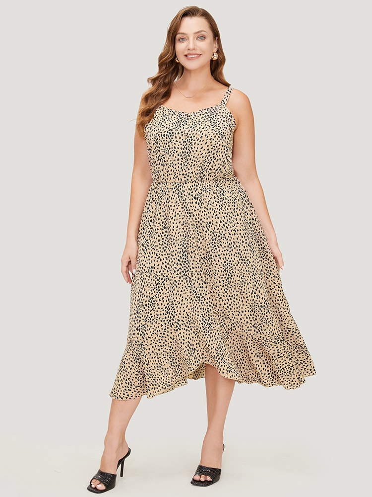 Plus Size Women Dailywear Leopard Adjustable Straps Sleeveless Sleeveless V-neck Pocket Elegant Dresses BloomChic 