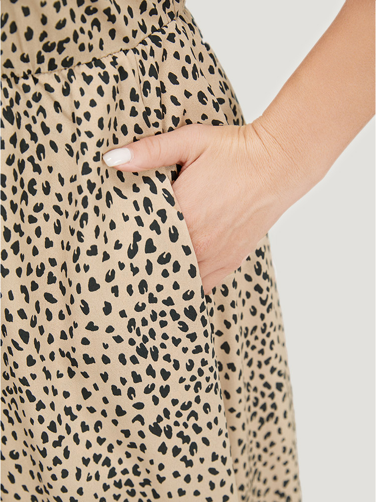 Plus Size Women Dailywear Leopard Adjustable Straps Sleeveless Sleeveless V-neck Pocket Elegant Dresses BloomChic 