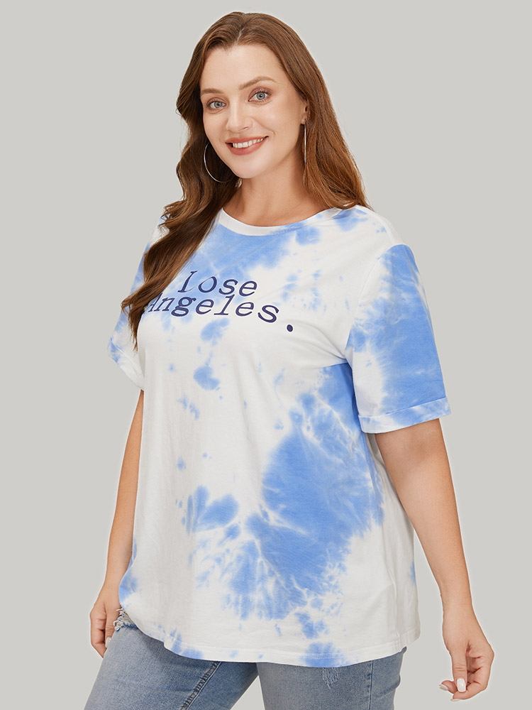 Plus Size Women Dailywear Art&design Regular Sleeve Short sleeve Round Neck Casual T-shirts BloomChic 