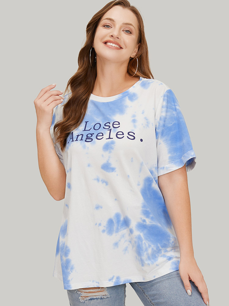 Plus Size Women Dailywear Art&design Regular Sleeve Short sleeve Round Neck Casual T-shirts BloomChic 