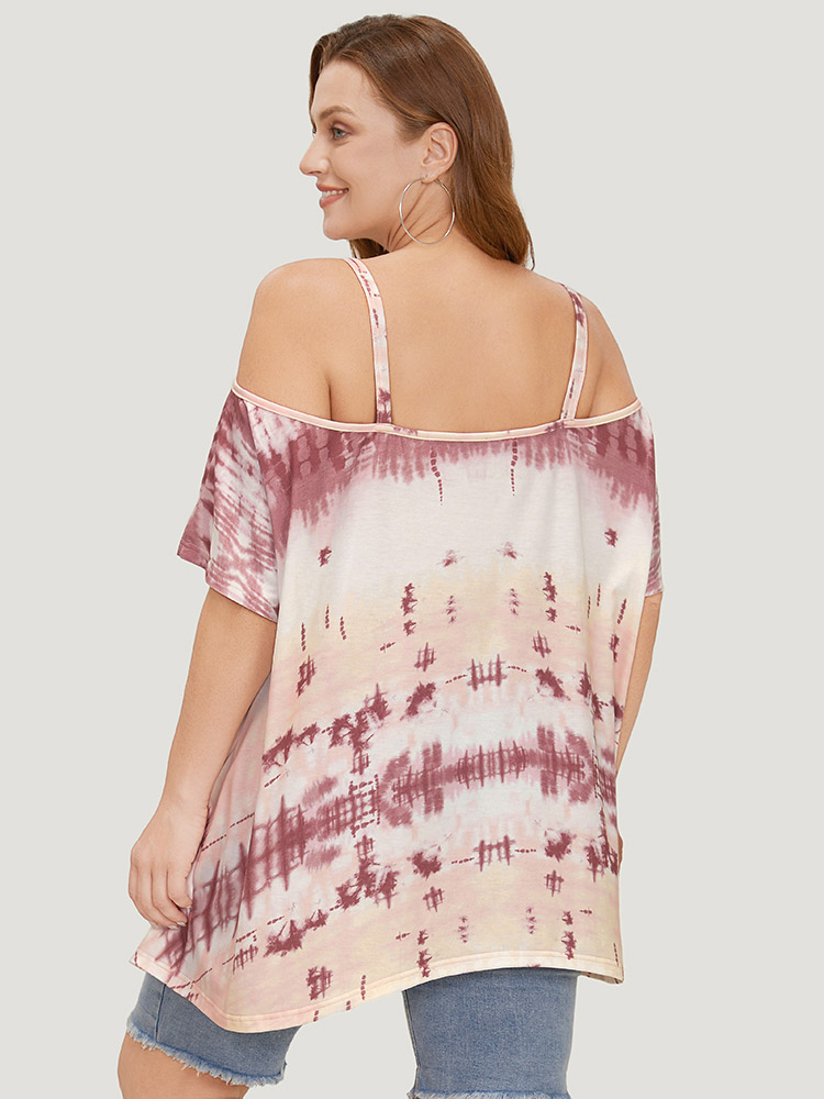 Plus Size Women Dailywear Tie Dye Adjustable Straps Sleeveless Sleeveless Spaghetti Strap Casual T-shirts BloomChic 