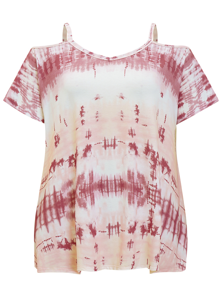 Plus Size Women Dailywear Tie Dye Adjustable Straps Sleeveless Sleeveless Spaghetti Strap Casual T-shirts BloomChic 