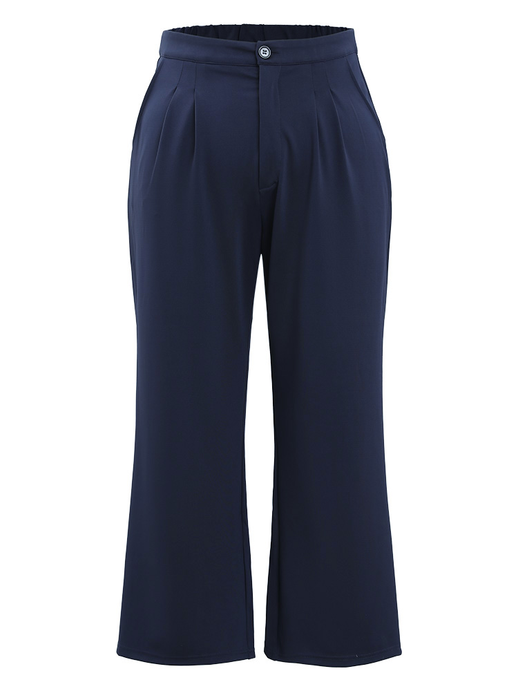 Plus Size Women Work Plain Plain High Rise Pocket Office Pants BloomChic 