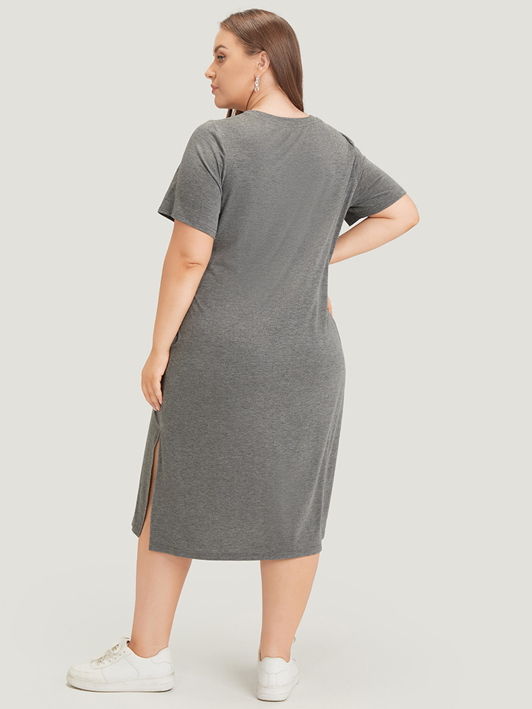 Plus Size Women Dailywear Tarot elements Pocket Regular Sleeve Short sleeve V-neck Pocket Casual Dresses BloomChic 