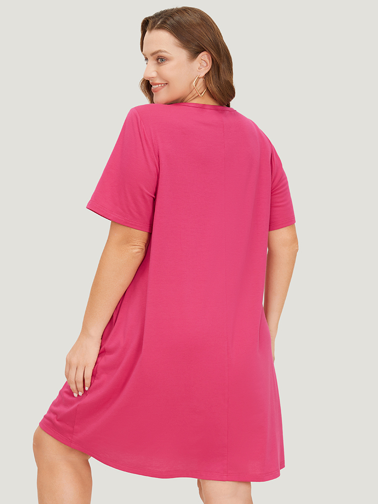 Plus Size Women Dailywear Positive slogan Pocket Regular Sleeve Short sleeve Round Neck Pocket Casual Dresses BloomChic 