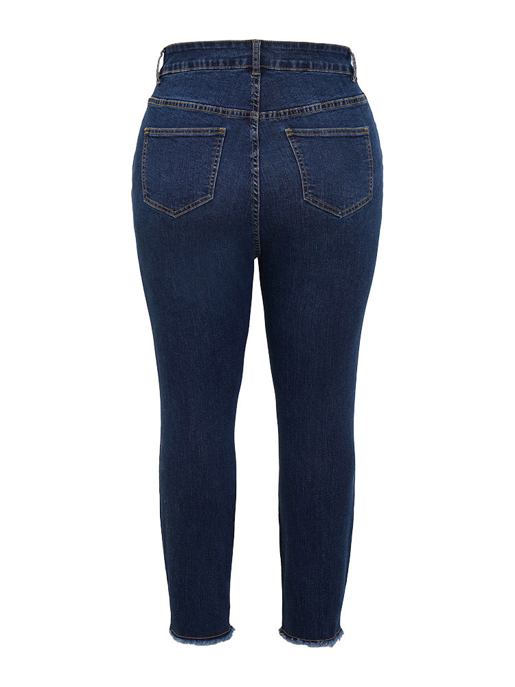 Plus Size Women Dailywear High stretch Straight Leg Dark Wash Casual Jeans BloomChic 