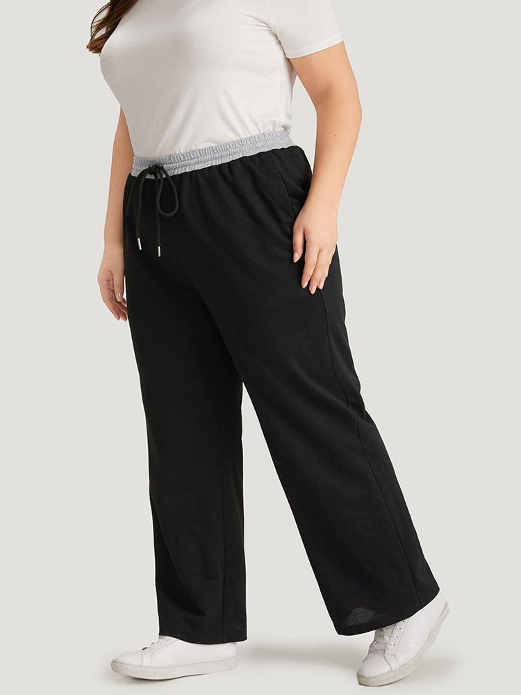 Plus Size Women Dailywear Plain Patchwork High Rise Pocket Casual Pants BloomChic 