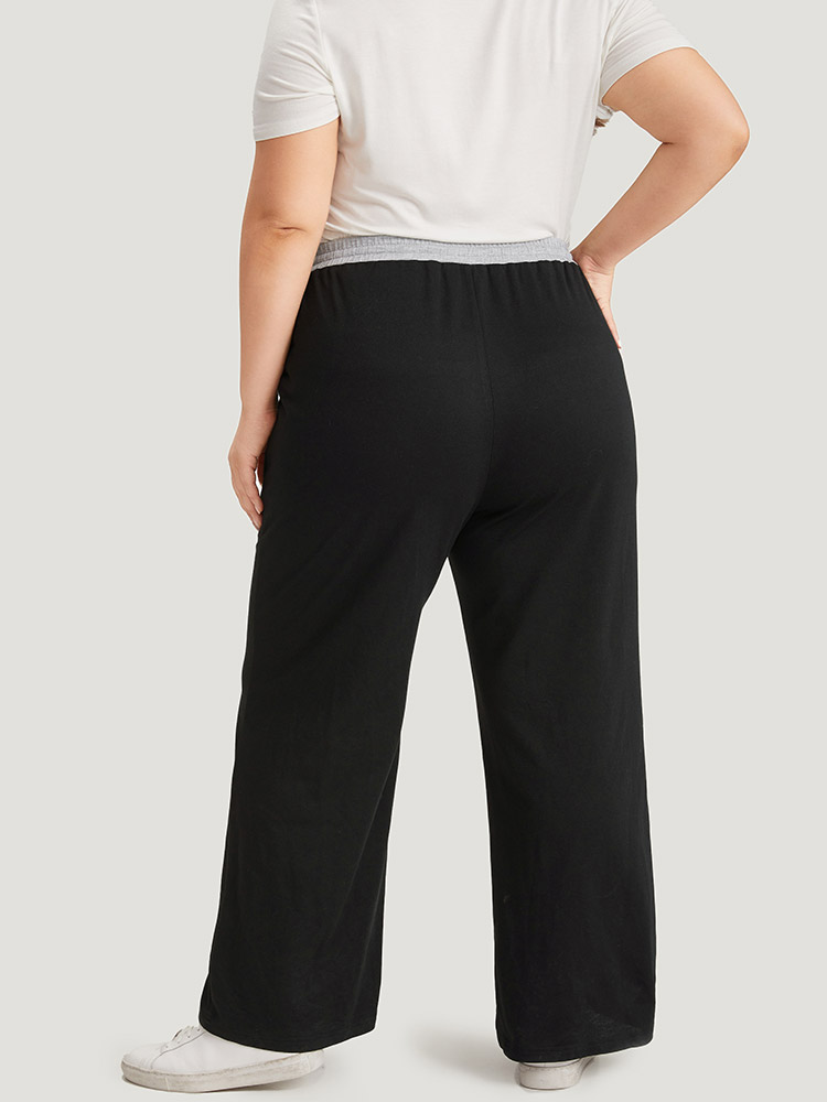 Plus Size Women Dailywear Plain Patchwork High Rise Pocket Casual Pants BloomChic 