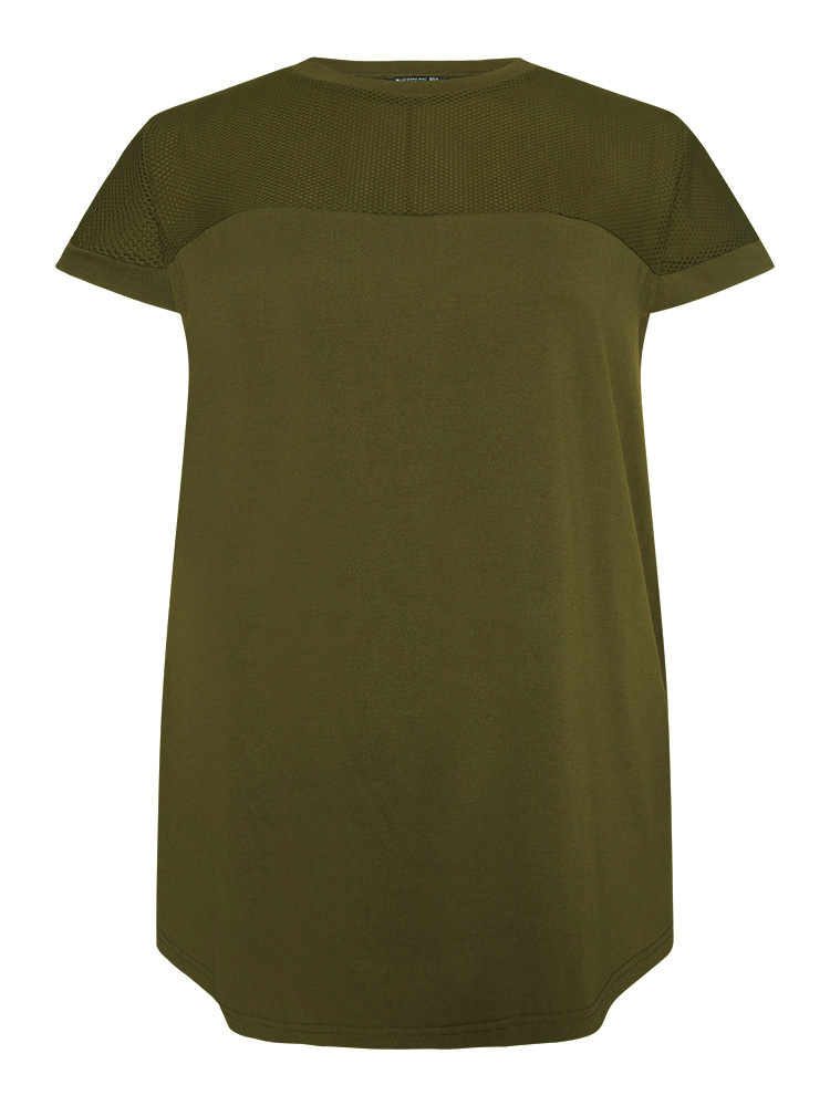 

Plus Size Supersoft Essentials Solid Patchwork Arc Hem Dolman Sleeve T-shirt ArmyGreen Women Casual Plain Round Neck Dailywear T-shirts BloomChic