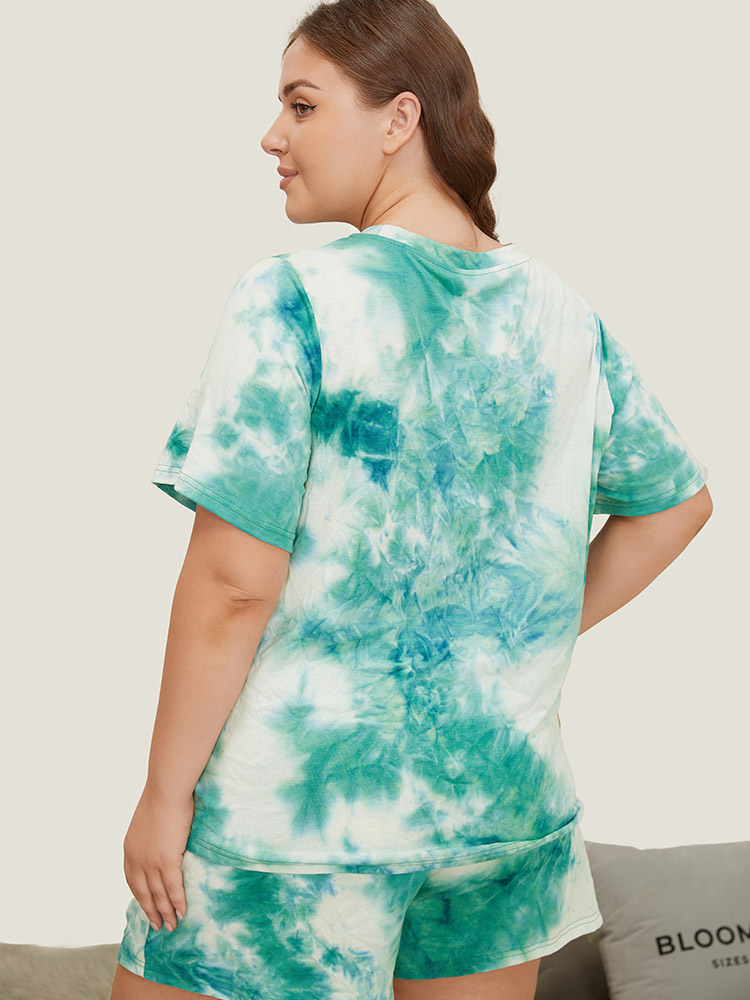 Tie Dye Crew Neck Sleep Top BloomChic 