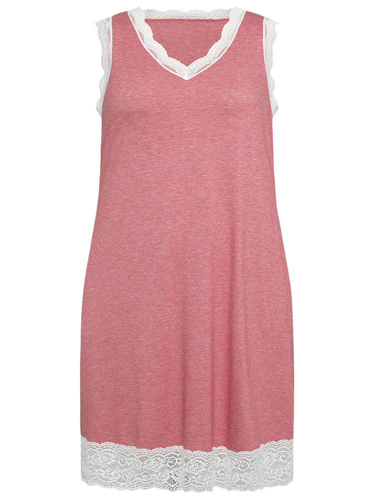 Plain Crochet Lace Pocket Heather Tank Night Dress BloomChic 