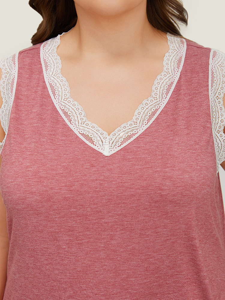 Plain Crochet Lace Pocket Heather Tank Night Dress BloomChic 