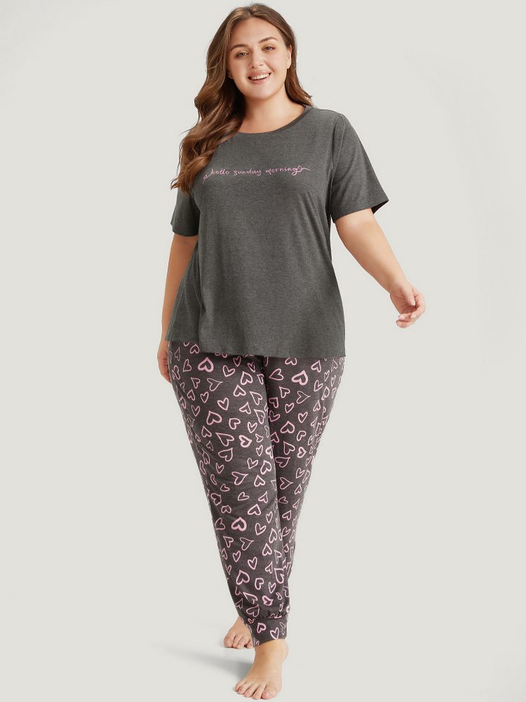 Contrast Letter Heather Sleep Top BloomChic 