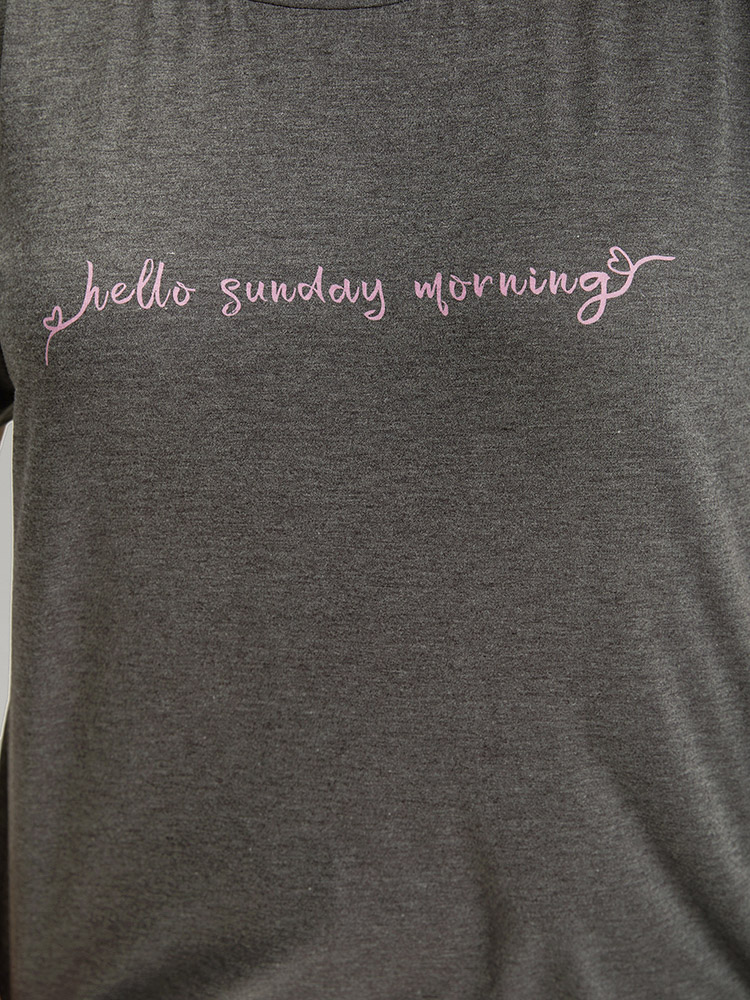 Contrast Letter Heather Sleep Top BloomChic 