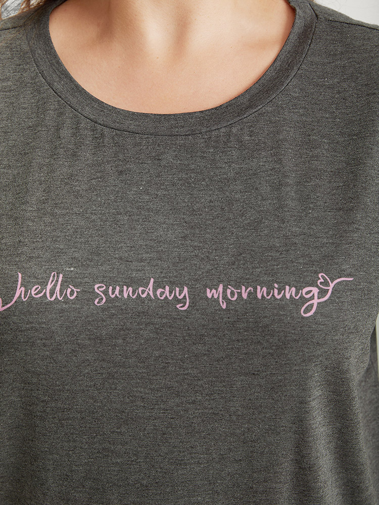 Contrast Letter Heather Sleep Top BloomChic 