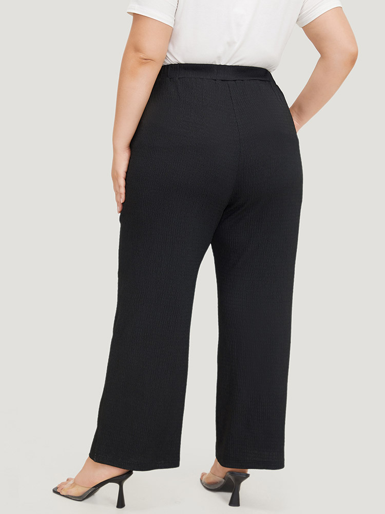 Plus Size Women Dailywear Plain Pocket High Rise Pocket Elegant Pants BloomChic 