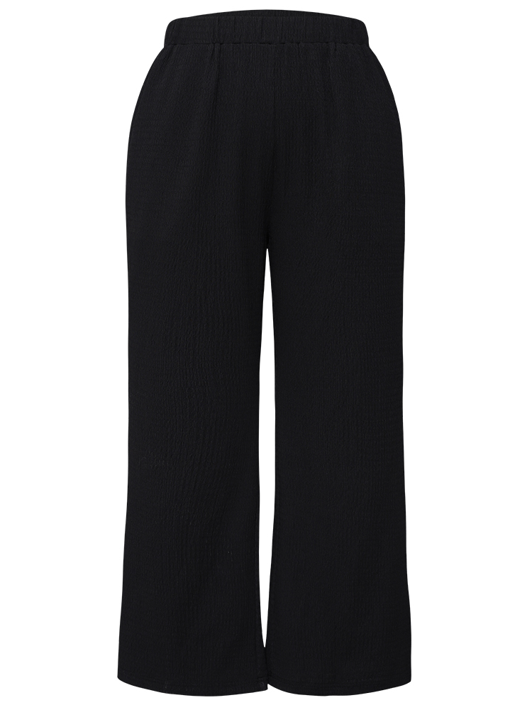 Plus Size Women Dailywear Plain Pocket High Rise Pocket Elegant Pants BloomChic 