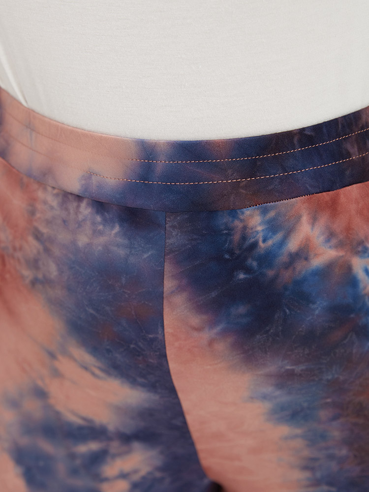 Plus Size Women Dailywear Tie Dye Elastic Waist High stretch Bodycon High Rise Pocket Casual Leggings BloomChic 