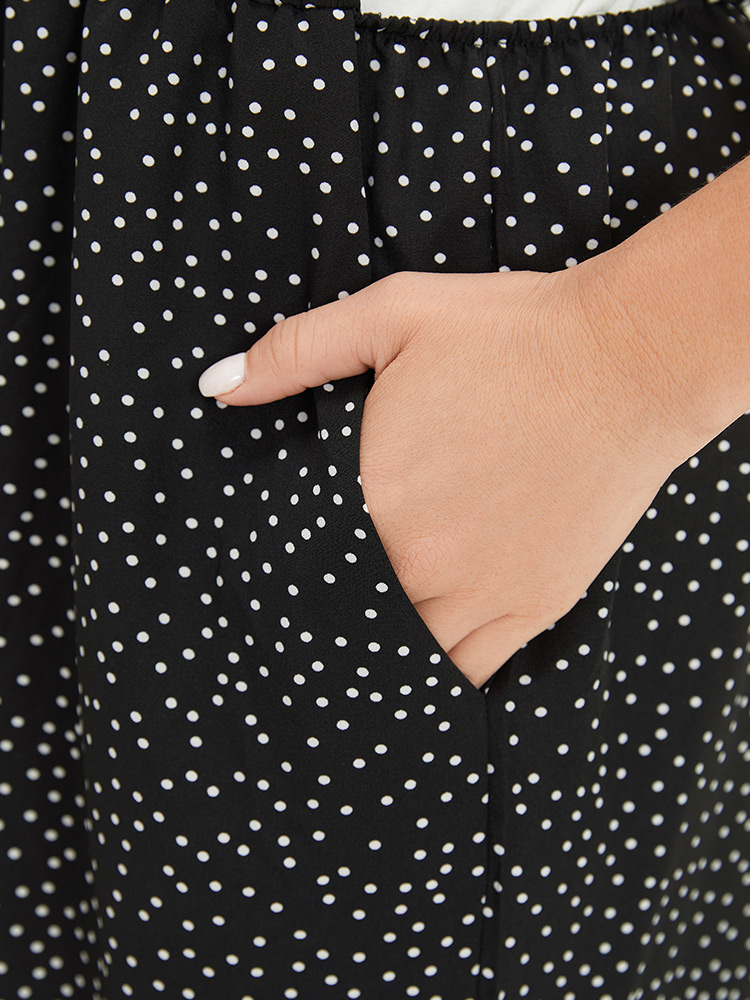 Plus Size Black Polka Dot Pocket Button Detail Overall Jumpsuit Women Casual Sleeveless Square Neck Dailywear Loose Jumpsuits BloomChic 18-20/2X 