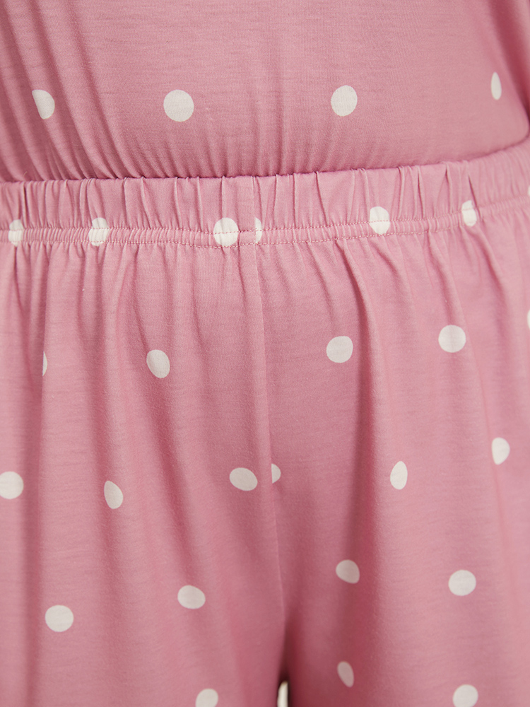 Polka Dot Pocket Elastic Waist Sleep Shorts BloomChic 